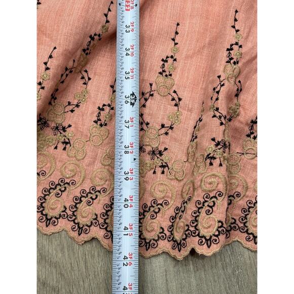 Misa Boho Dress Womens XS Pink Viscose Embroidered Tie Waist V Neck Drawstring - Picture 16 of 16